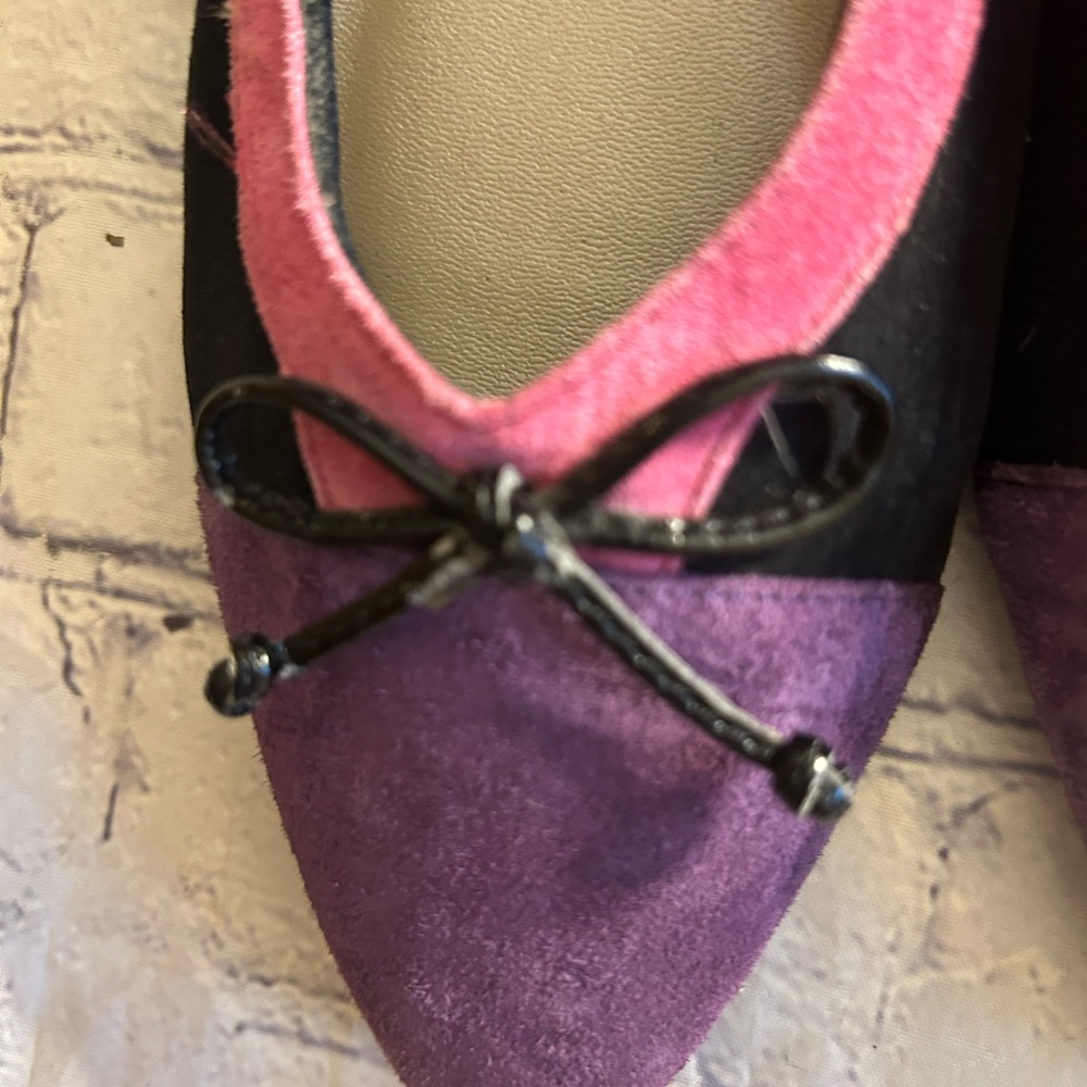 ANNIE COLOR BLOCK VTG FLATS WITH BOW TOE LEATHER SUEDE UPPERS WOMEN’S SIZE 8.5 - Picture 7 of 11